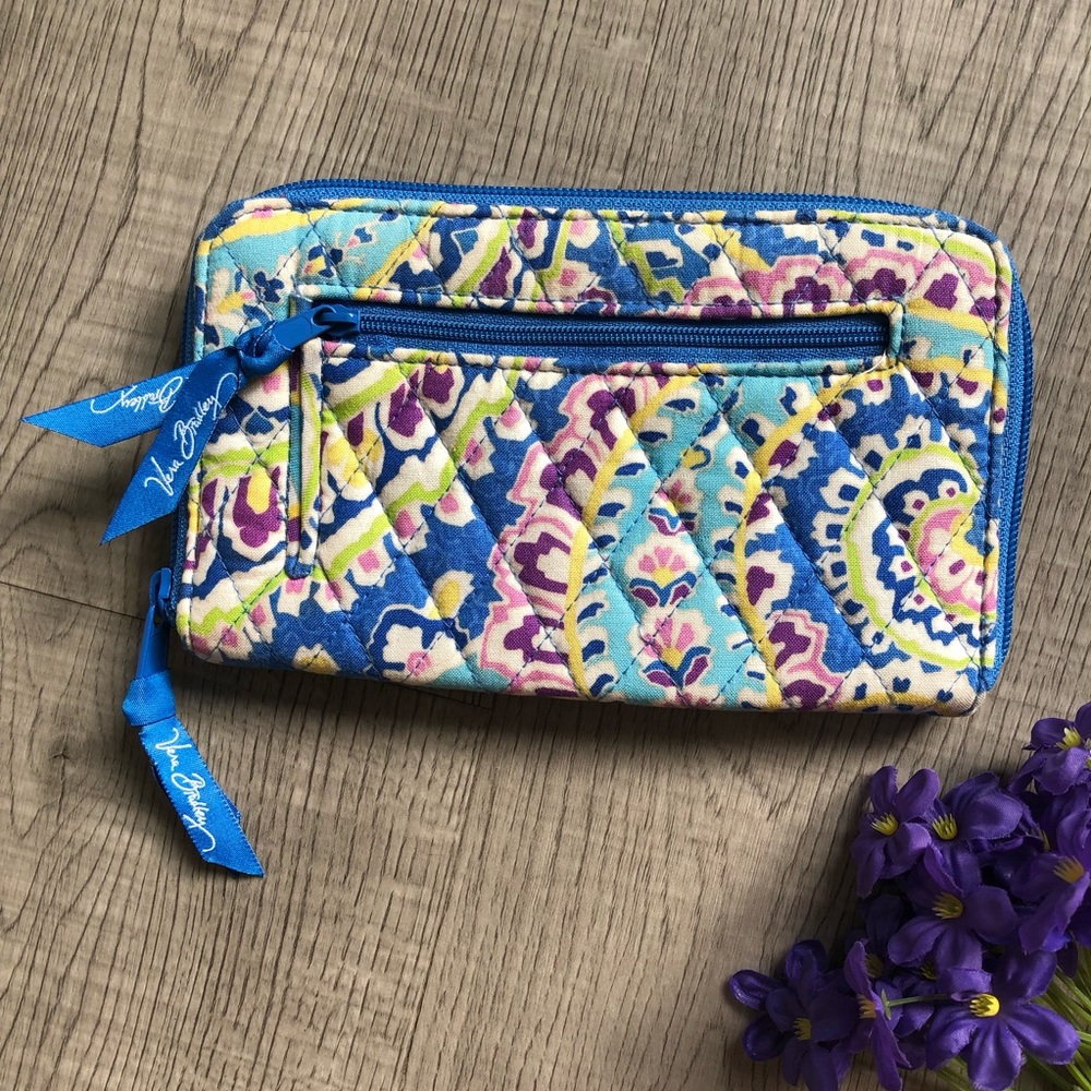 💜Vera Bradley Wallet Capri Blue Purse Paisley - Picture 5 of 5